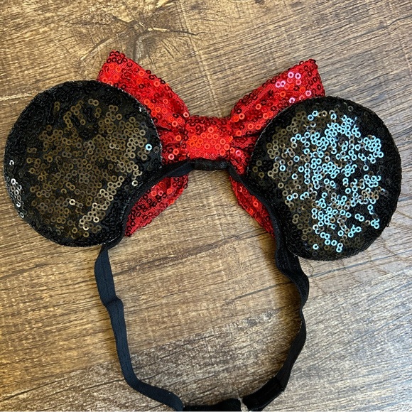 💎2/$22~Disney Inspired Red/Black Sequin Minnie Mouse Ears Stretch Headband~OS - Picture 10 of 14